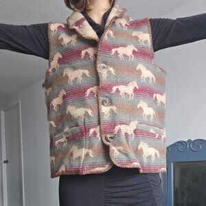 Reversible vintage horse vest